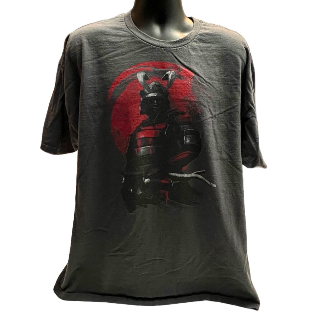 Samurai Warrior T-Shirt‎ XXL Gray Graphic Tee Japan Art Style - Japanese Warrior